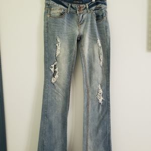 Distressed Boot Cut Jeans 35 inch inseam‎
